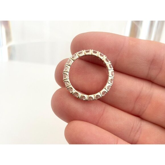 CZ Gemstone Lined Straight Shank Sterling Silver 925 Vintage Ring - sz 7 - Picture 7 of 12